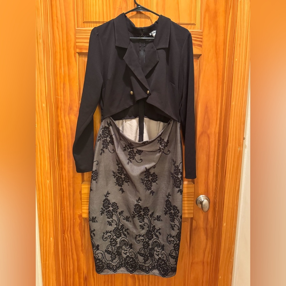 VENUS Black long sleeve dress with stomach cut out XL NWOT